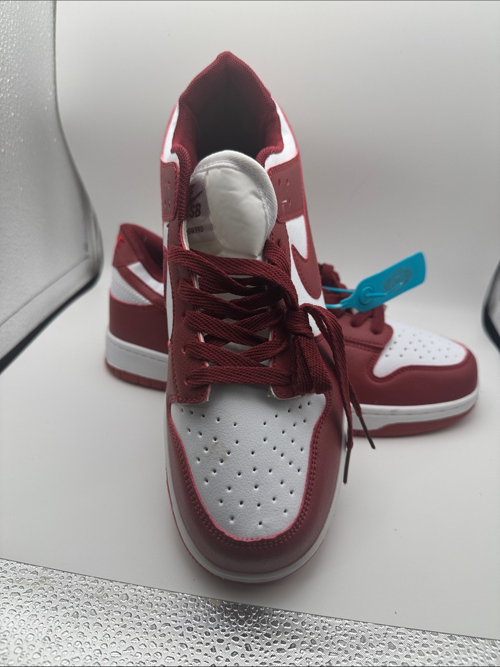 Men's Low-Top Athletic Sneakers in White and Burgundy